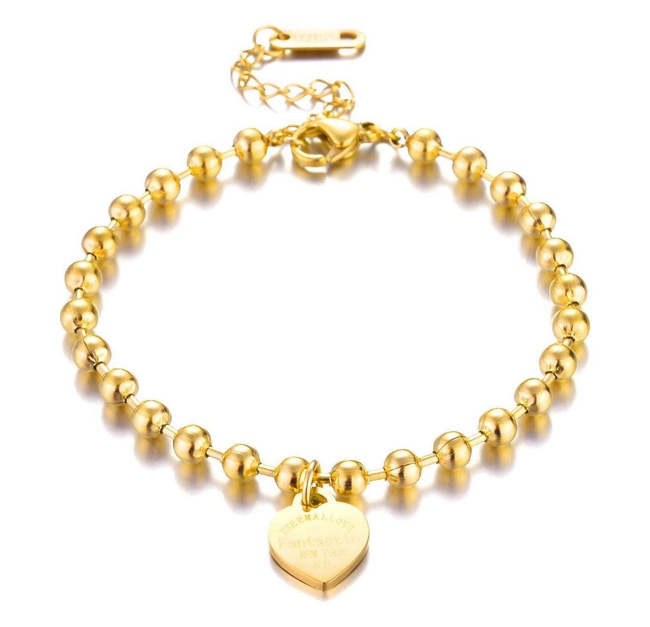 The Luxurious Beaded New York Heart of Gold Bracelet