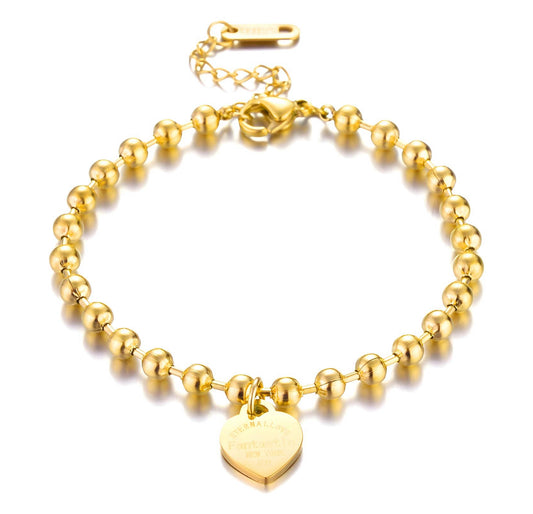 The Luxurious Beaded New York Heart of Gold Bracelet