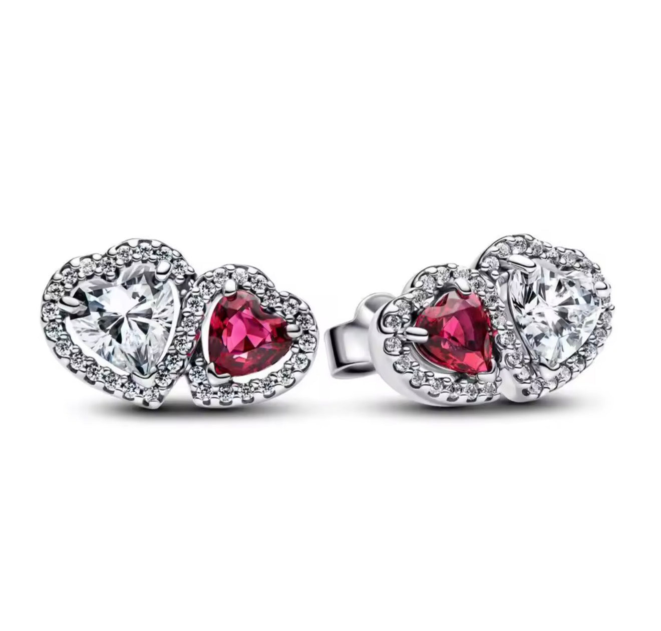 The Silver Sparkling Celestial Ruby Red Silver Soul Duo Studs