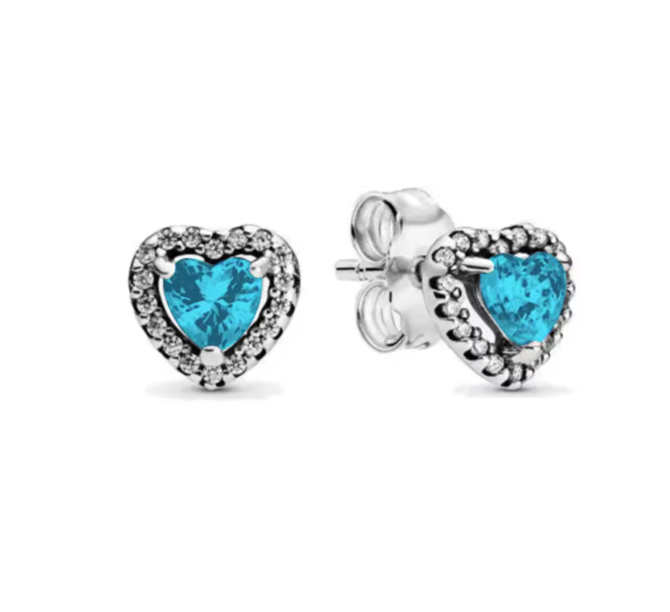 The Silver Ocean Blue Celestial Heart Studs