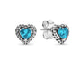 The Silver Ocean Blue Celestial Heart Studs