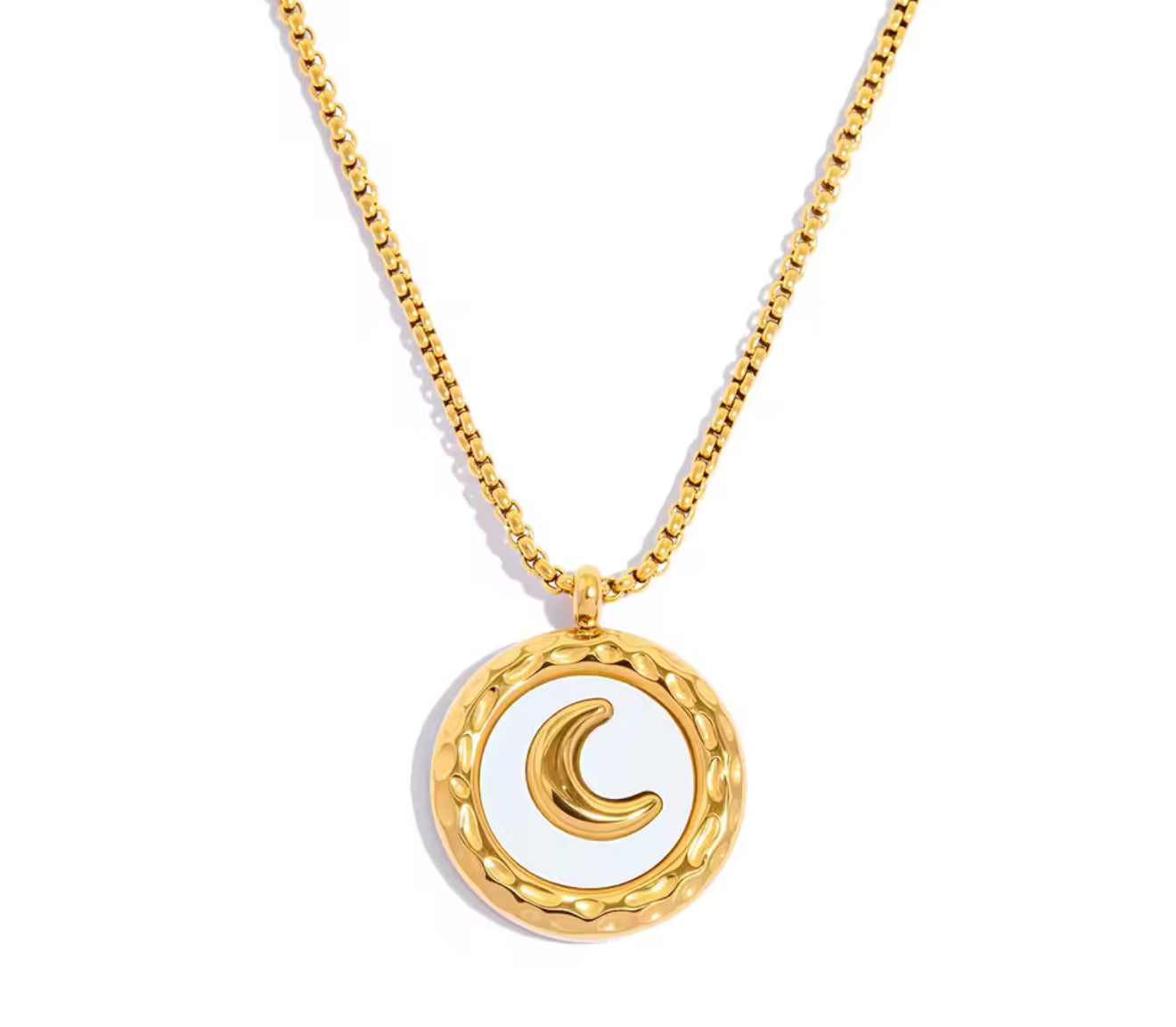The Gold Opal White Sweet Dreams Moon Necklace