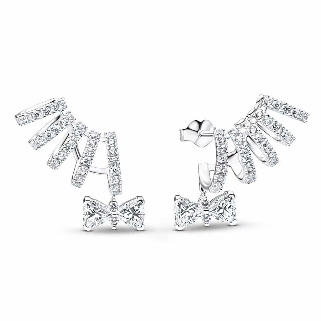 The Silver Starfall Bow Drop Earrings