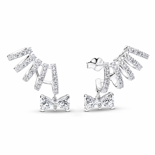 The Silver Starfall Bow Drop Earrings