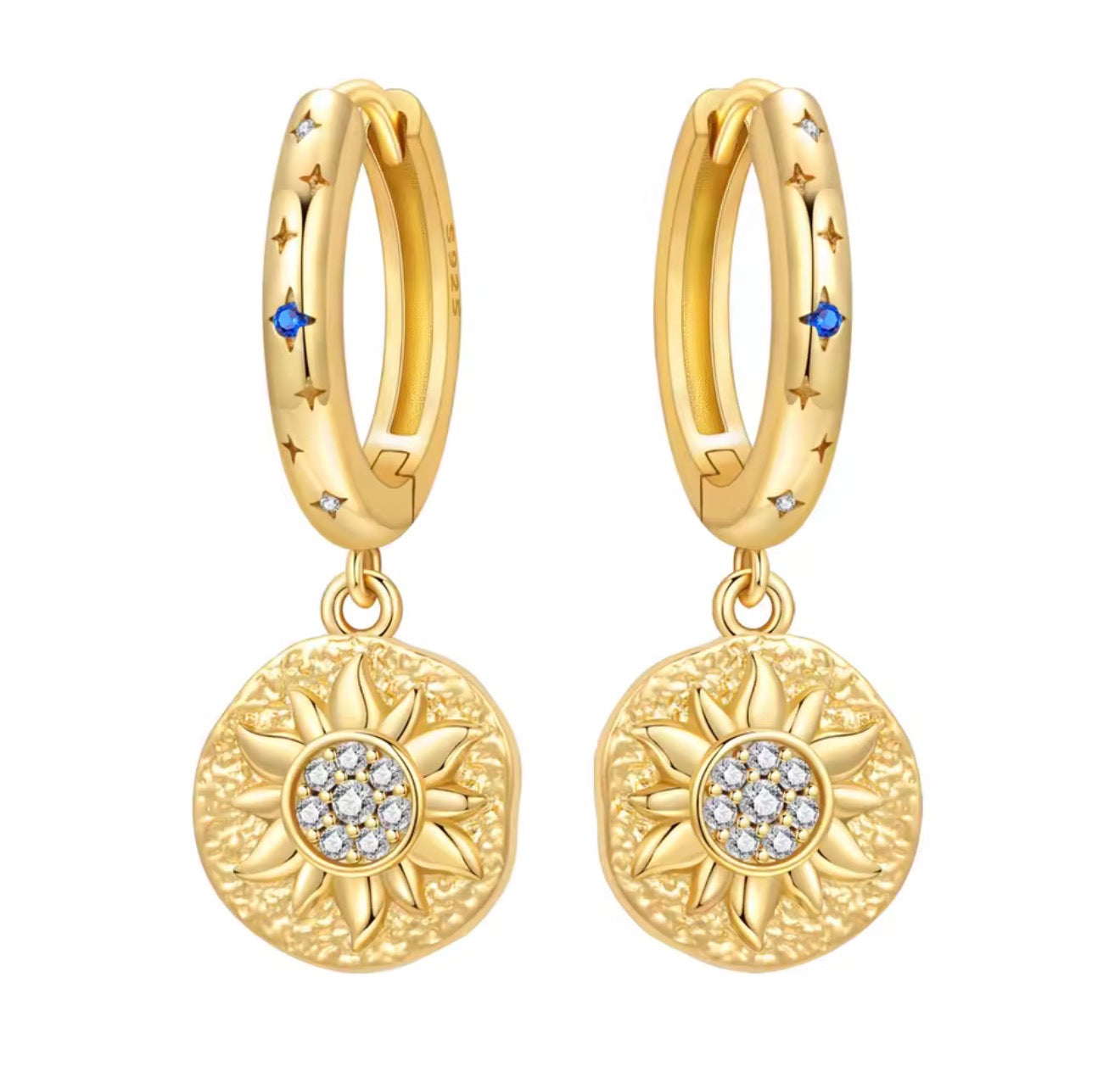 The Gold Serene Astoria Sunflower Charm Huggies