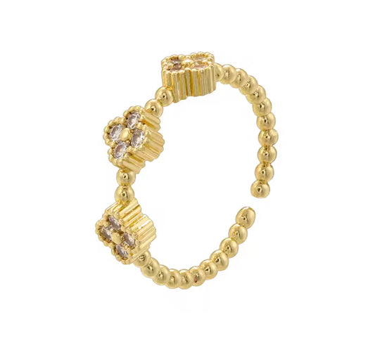 The Gold Adjustable Mini Deluxe Clover Ring