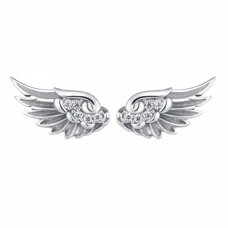 The Silver Dainty Angel Wing Studs