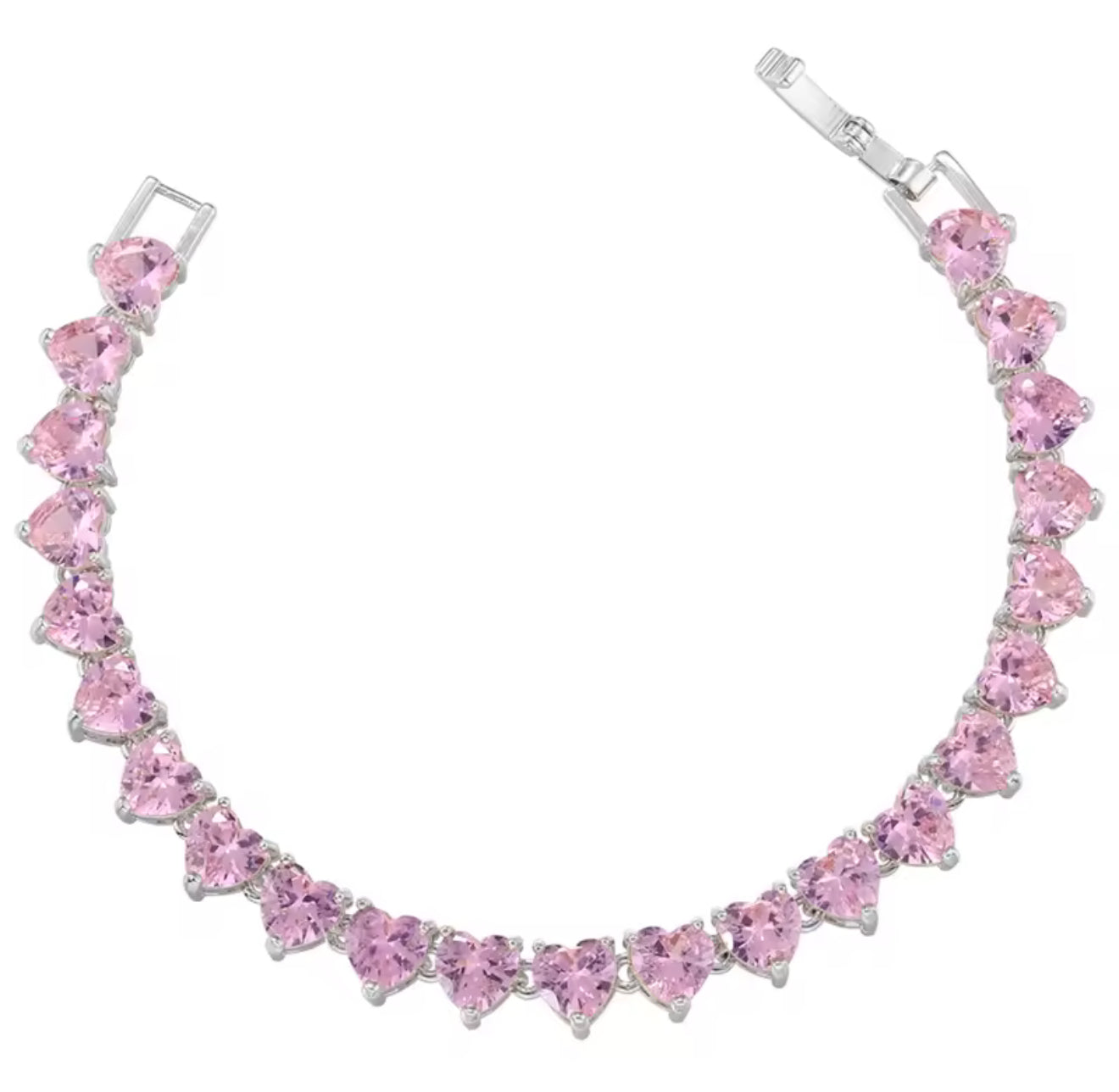 Ariana Grandè Pink & Silver Heart Tennis Bracelet