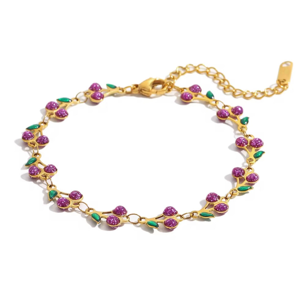The Gold Dainty Cherry Charm Bracelet