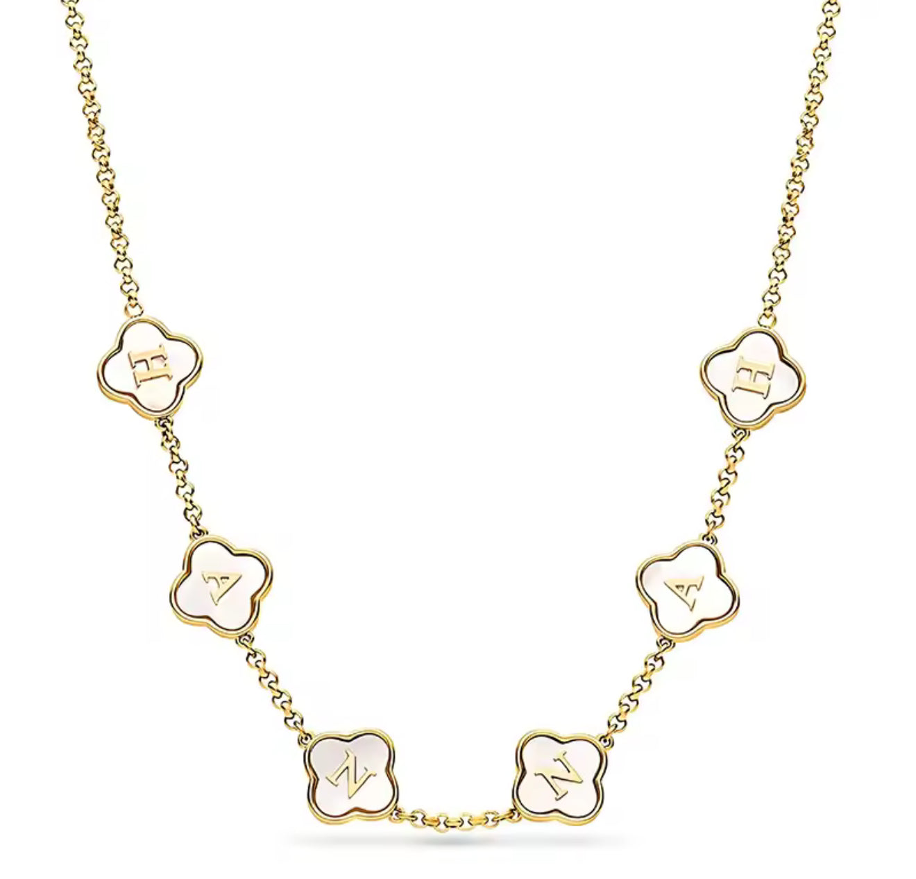 The Gold Personalised Name Clover Necklace