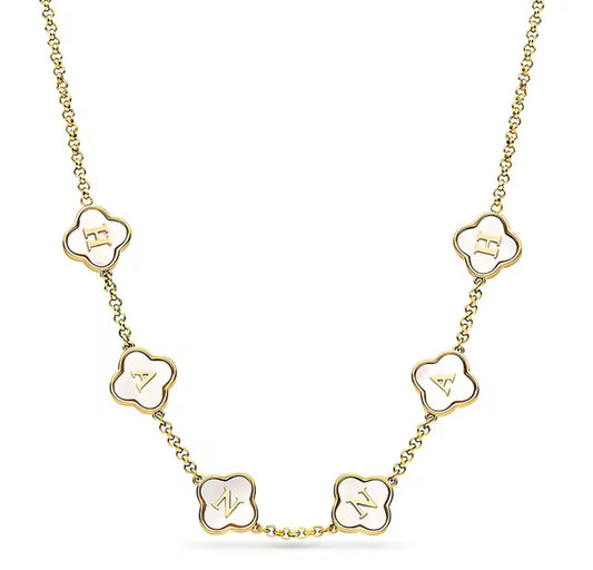 The Gold Personalised Name Clover Necklace
