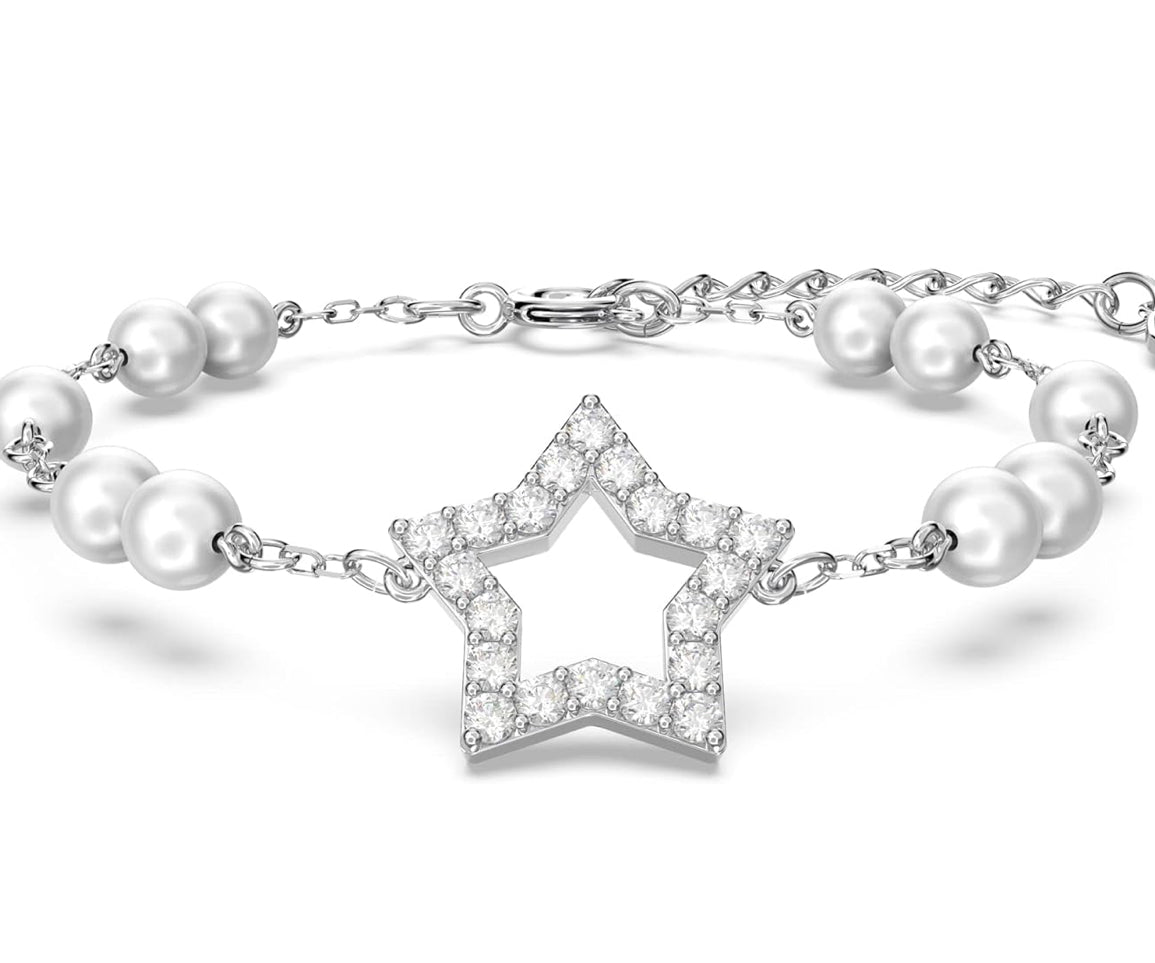 The Silver Twinkling Pearl Star Bracelet