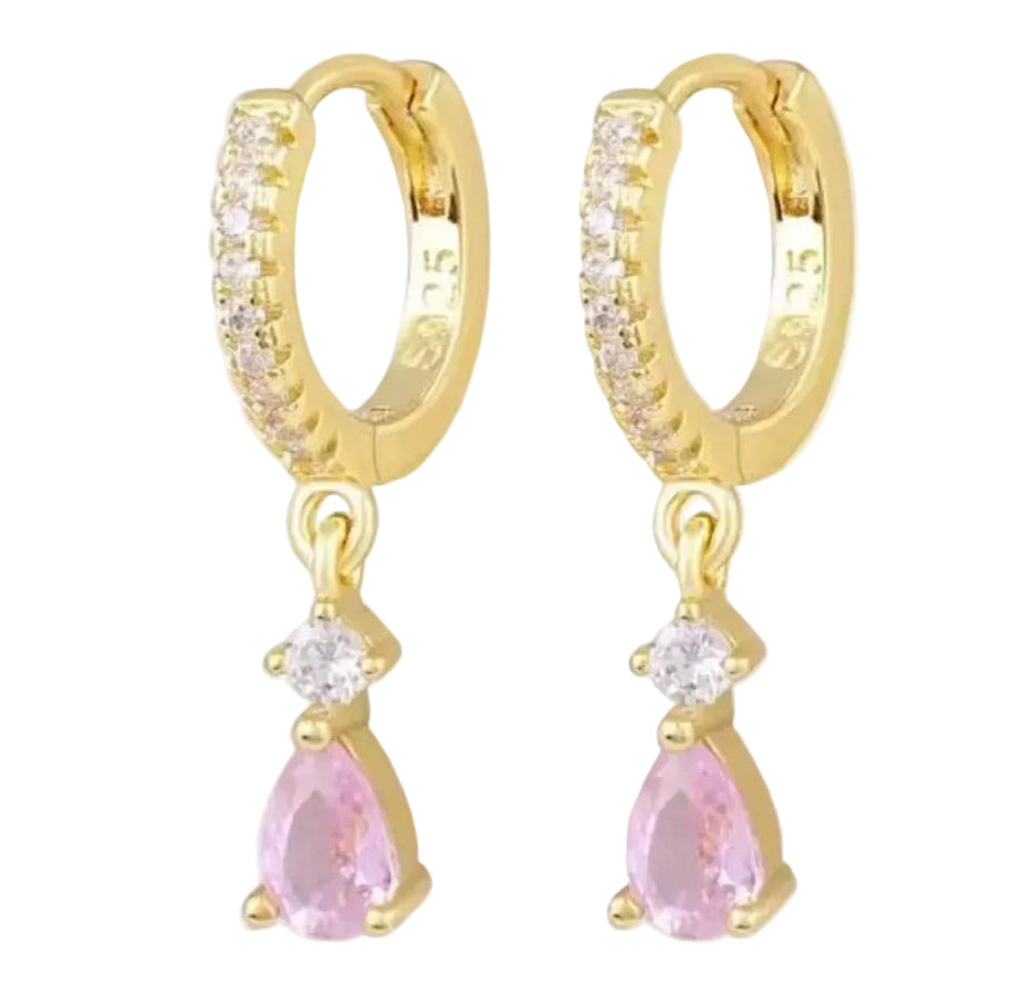 The Gold Sparkling Pink Teardrop Sparkle Huggies