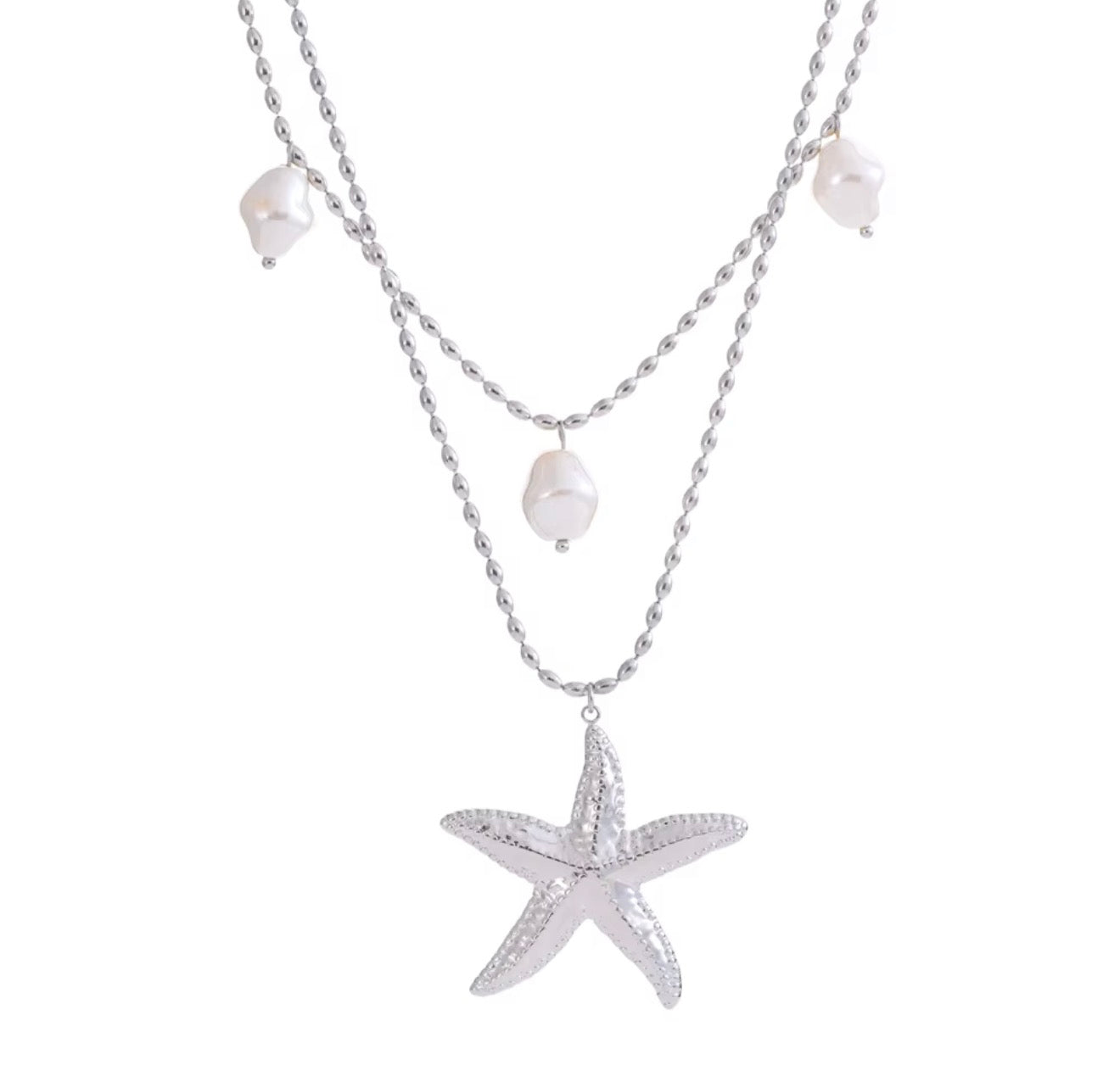 The Silver Salty Staycation Starfish Charm Necklace