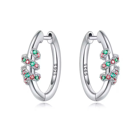 The Silver Sparkling Christmas Tinsel Wrapped Hoops