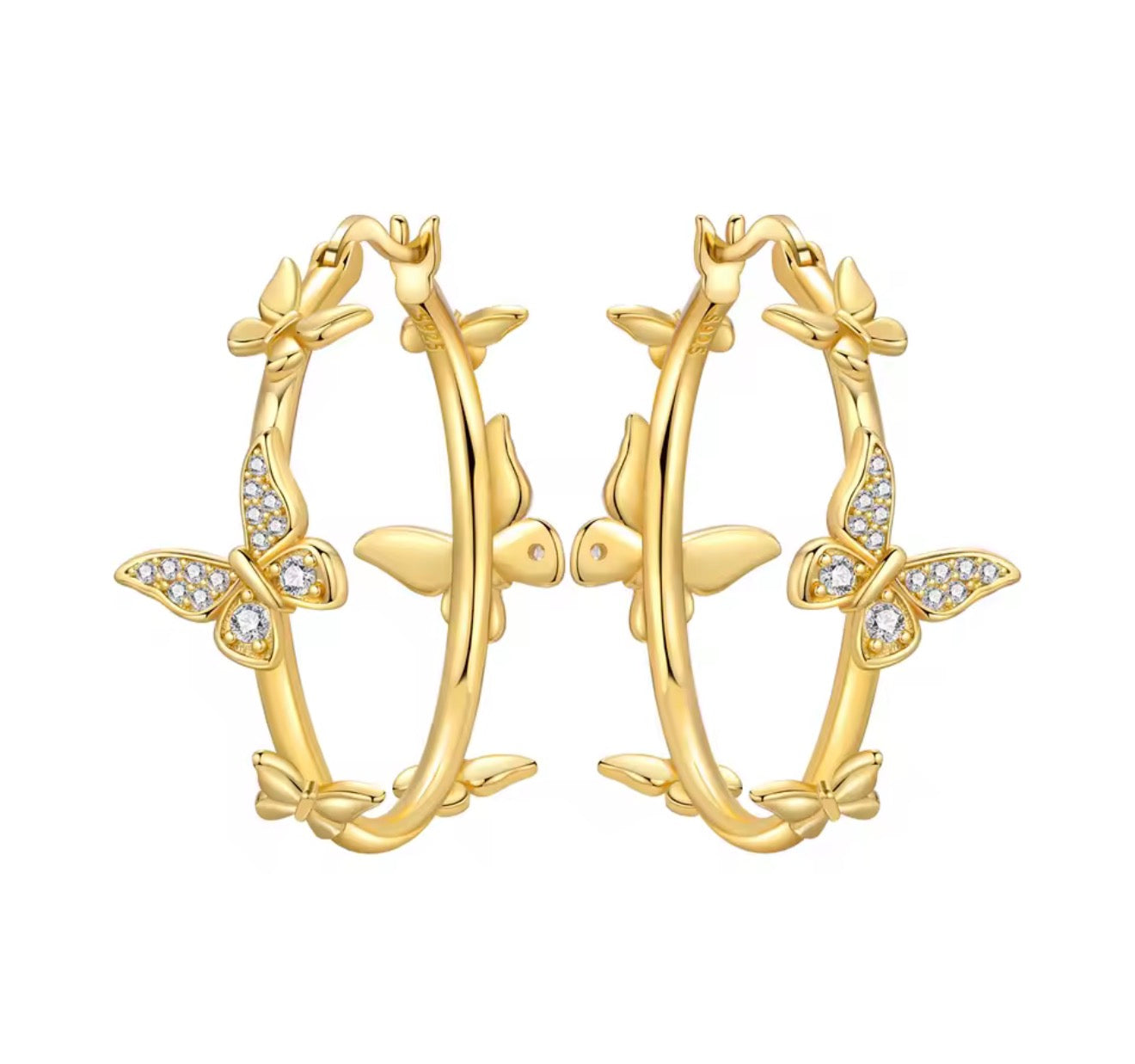 The Gold Large Family Of Butterfly Hoops