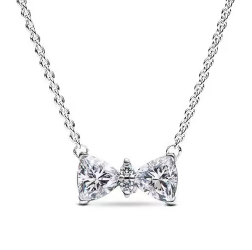 The Dainty Sparkling Bow Grace Necklace