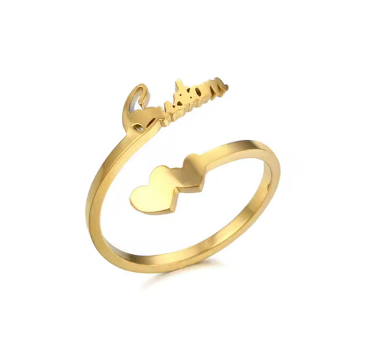 The Gold Adjustable Custom Name Wrapped Ring
