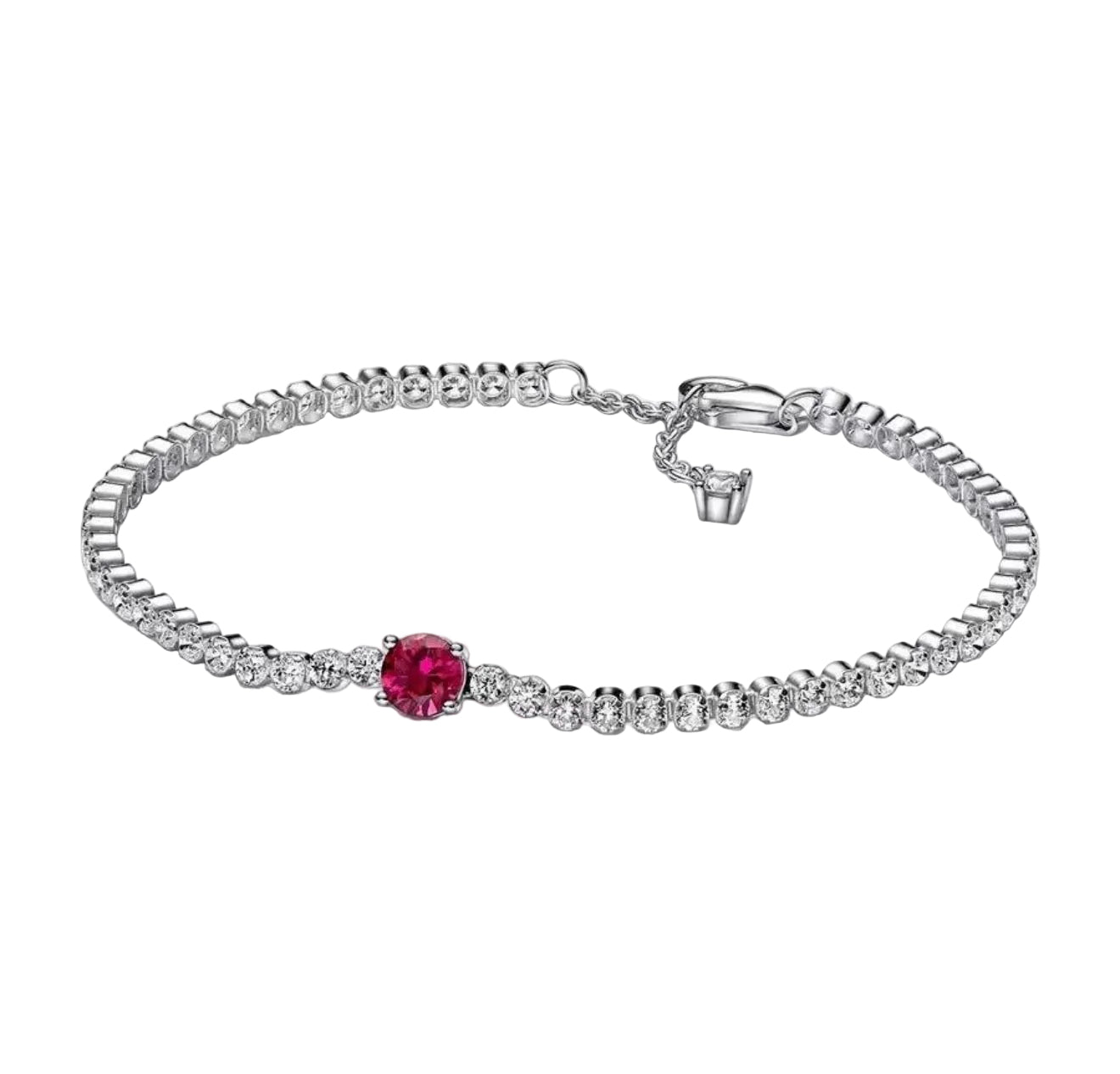 The Silver Lumina Ruby Red Circle Halo Tennis Bracelet