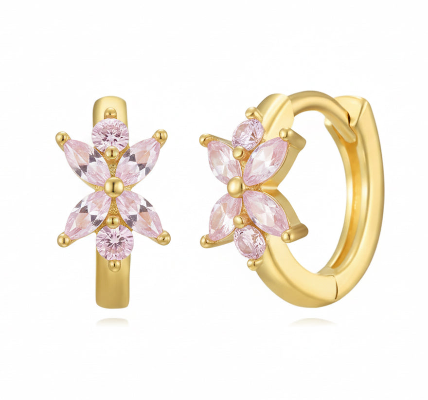 The Gold Small Pink Butterfly Hoops
