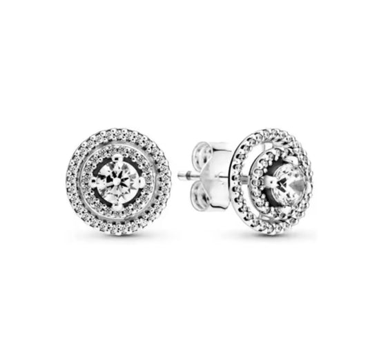 The Silver Elena Halo Stud Earrings