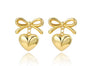 The Gold Chunky Heart Bow Drape Studs