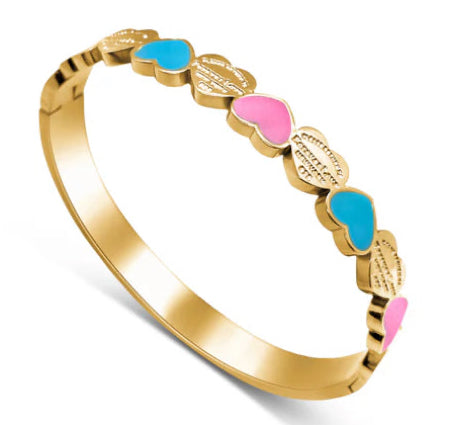The Golden Blue & Pink Hearts Of New York Tif Bangle