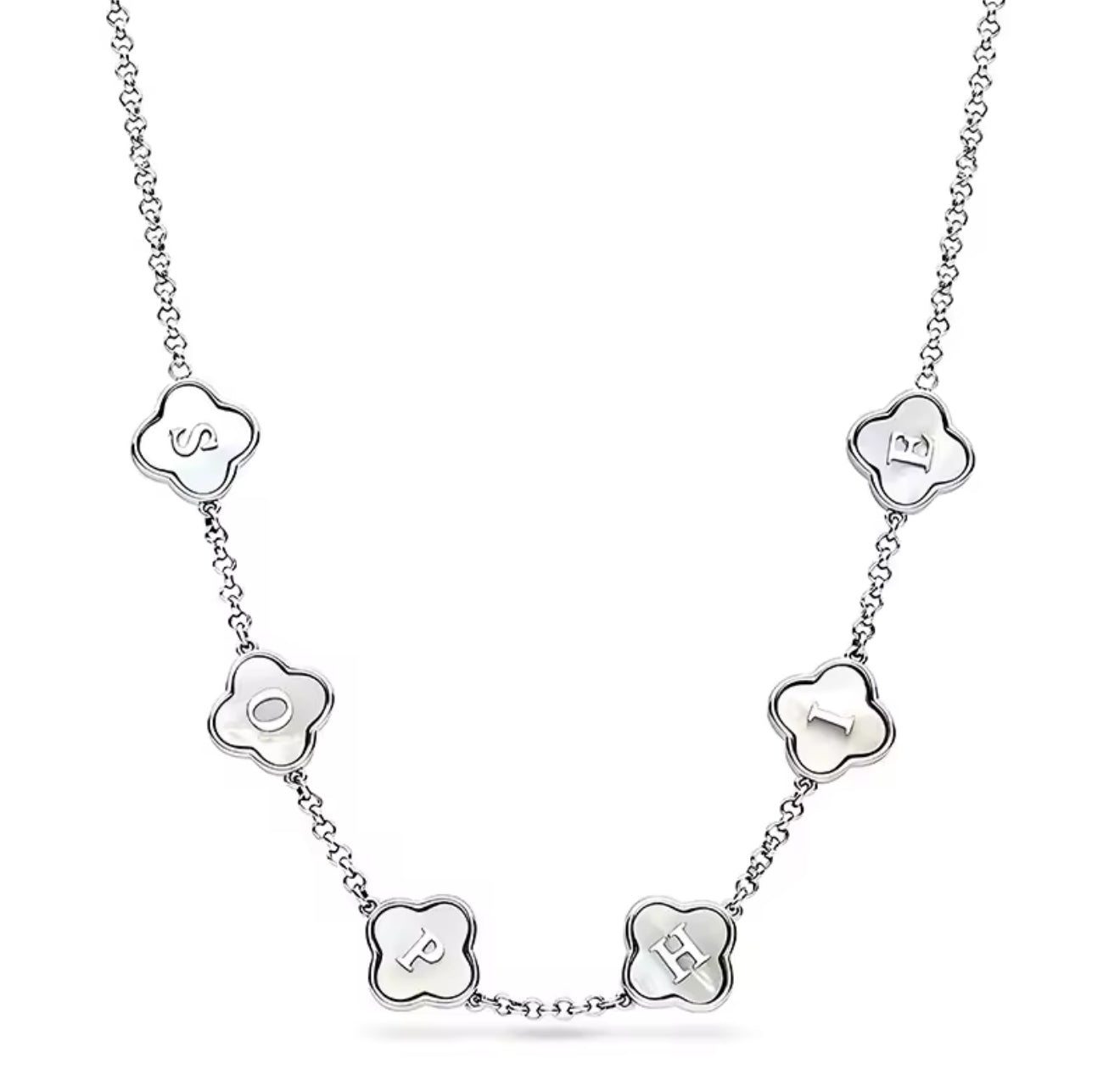 The Silver Personalised Name Clover Bracelet