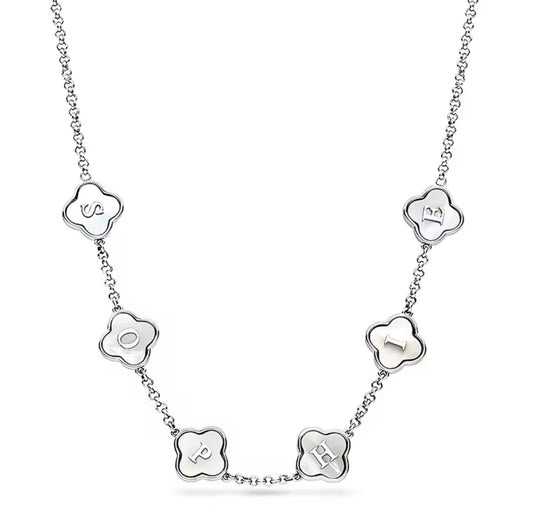 The Silver Personalised Name Clover Bracelet
