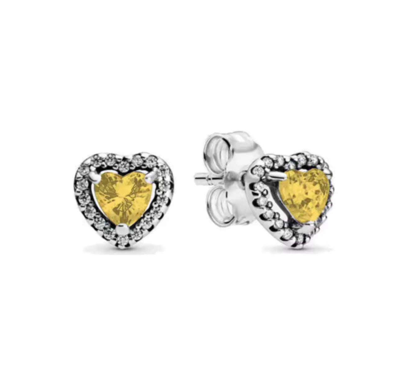 The Silver Yellow Sunshine Celestial Heart Stud Earrings