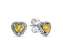 The Silver Yellow Sunshine Celestial Heart Stud Earrings