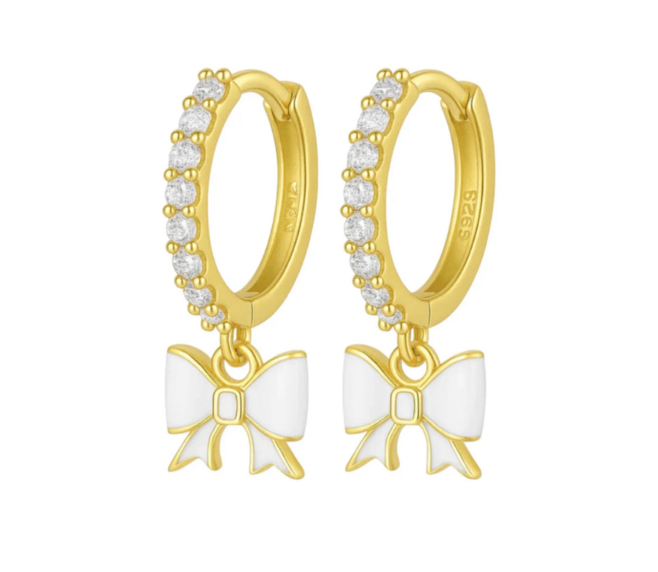The Gold Snow White Sparkling Bow Earrings