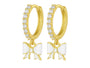 The Gold Snow White Sparkling Bow Huggies Earrings