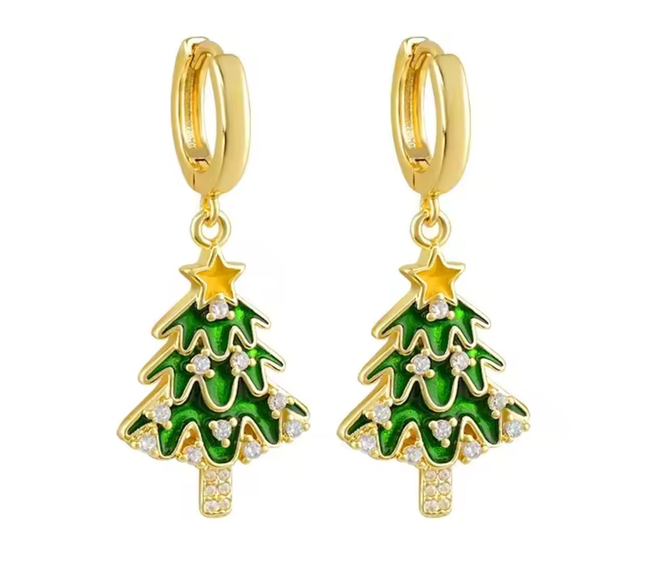 The Golden Festive Christmas Tree Dangle Earrings