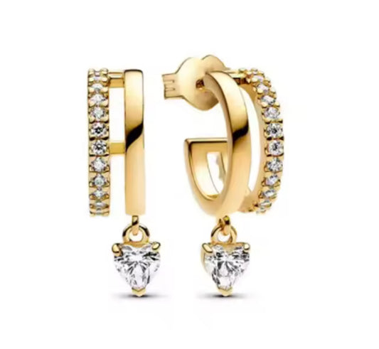 The Gold Solène Solitaire Heart Dangle Earrings