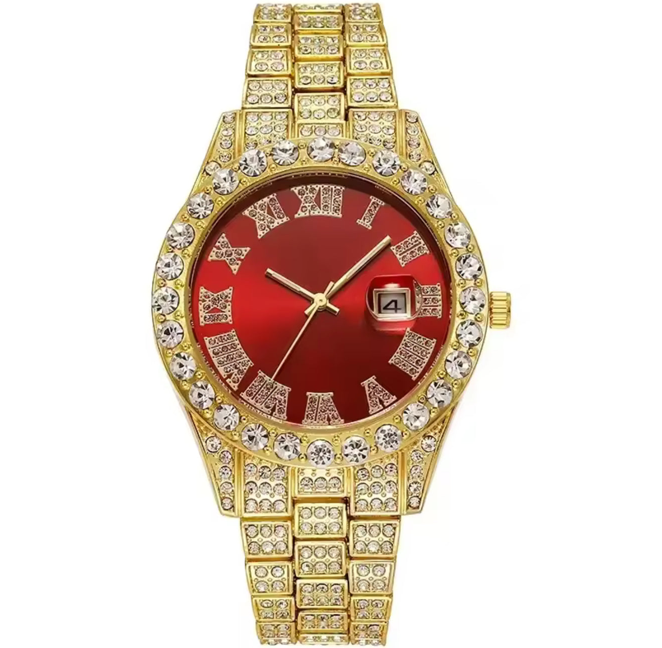 The Gold Ruby Red Bling Face Watch