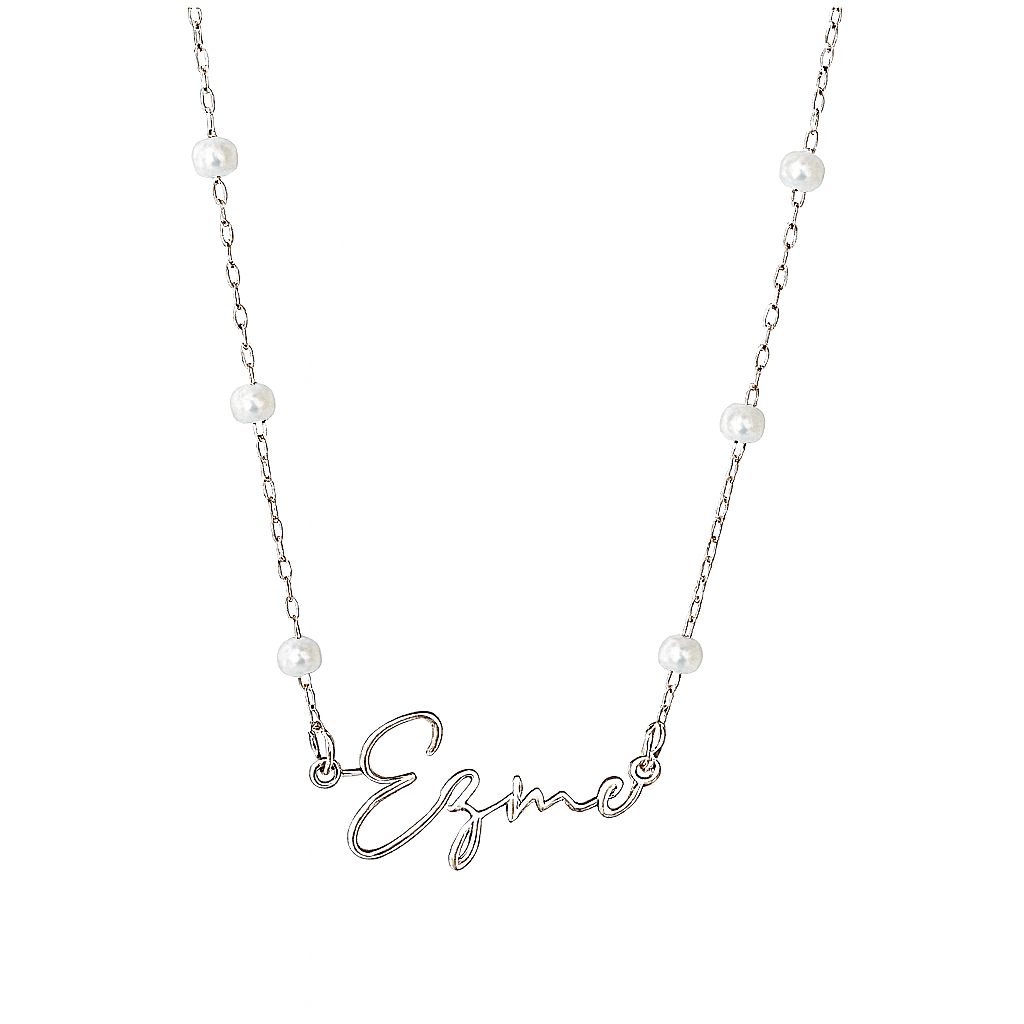 The Silver Dainty Pearl Custom Name Necklace