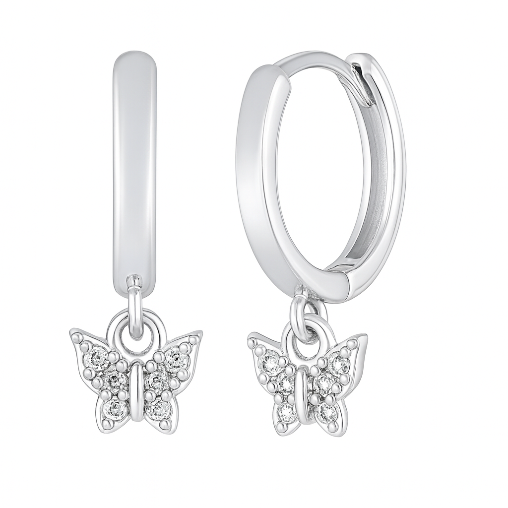 The Silver Sparkling Sora Butterfly Hoops