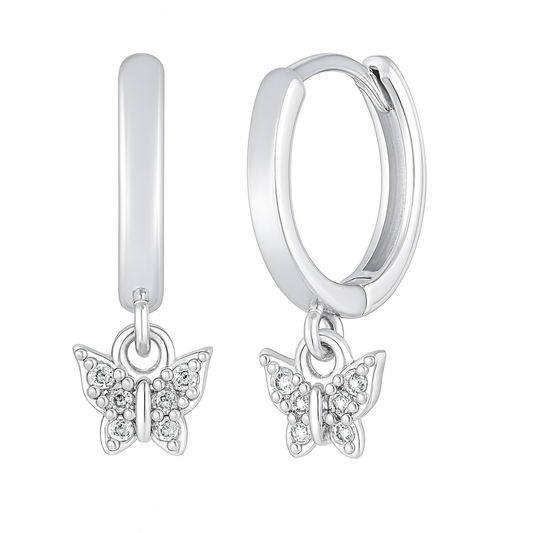 The Silver Sparkling Sora Butterfly Hoops