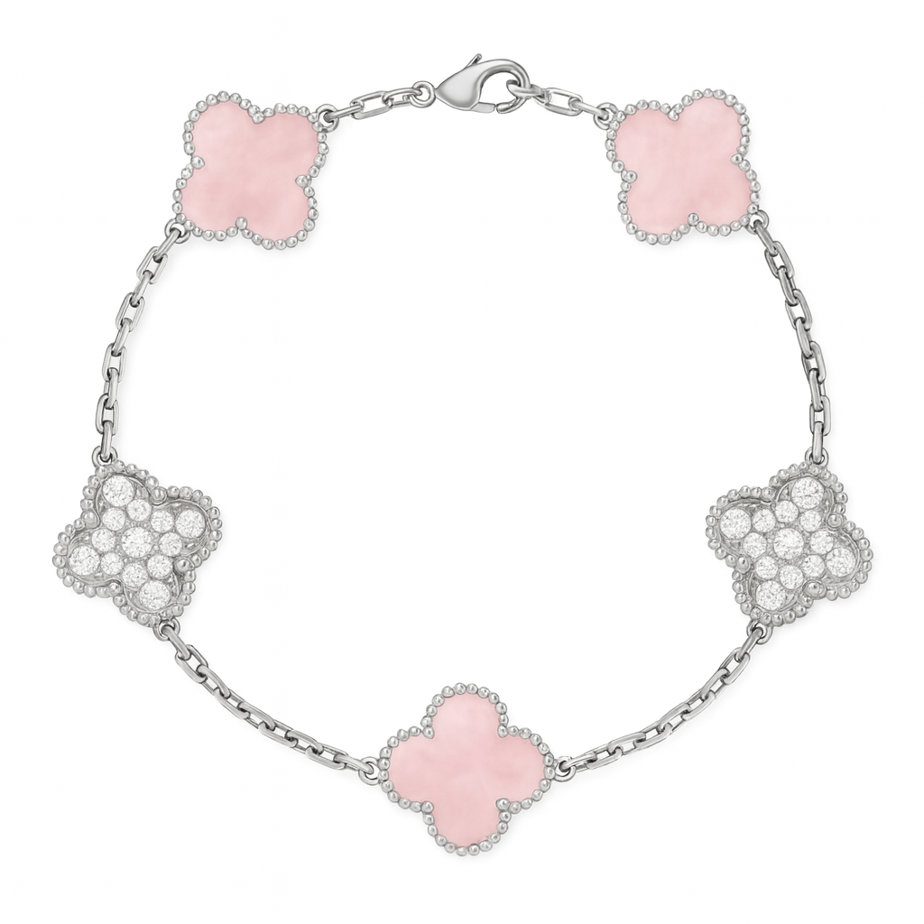 The Silver Sparkling Barbie Pink Etoilè Arabià Flower Bracelet