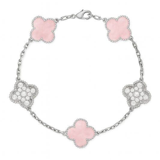 The Silver Sparkling Barbie Pink Etoilè Arabià Flower Bracelet