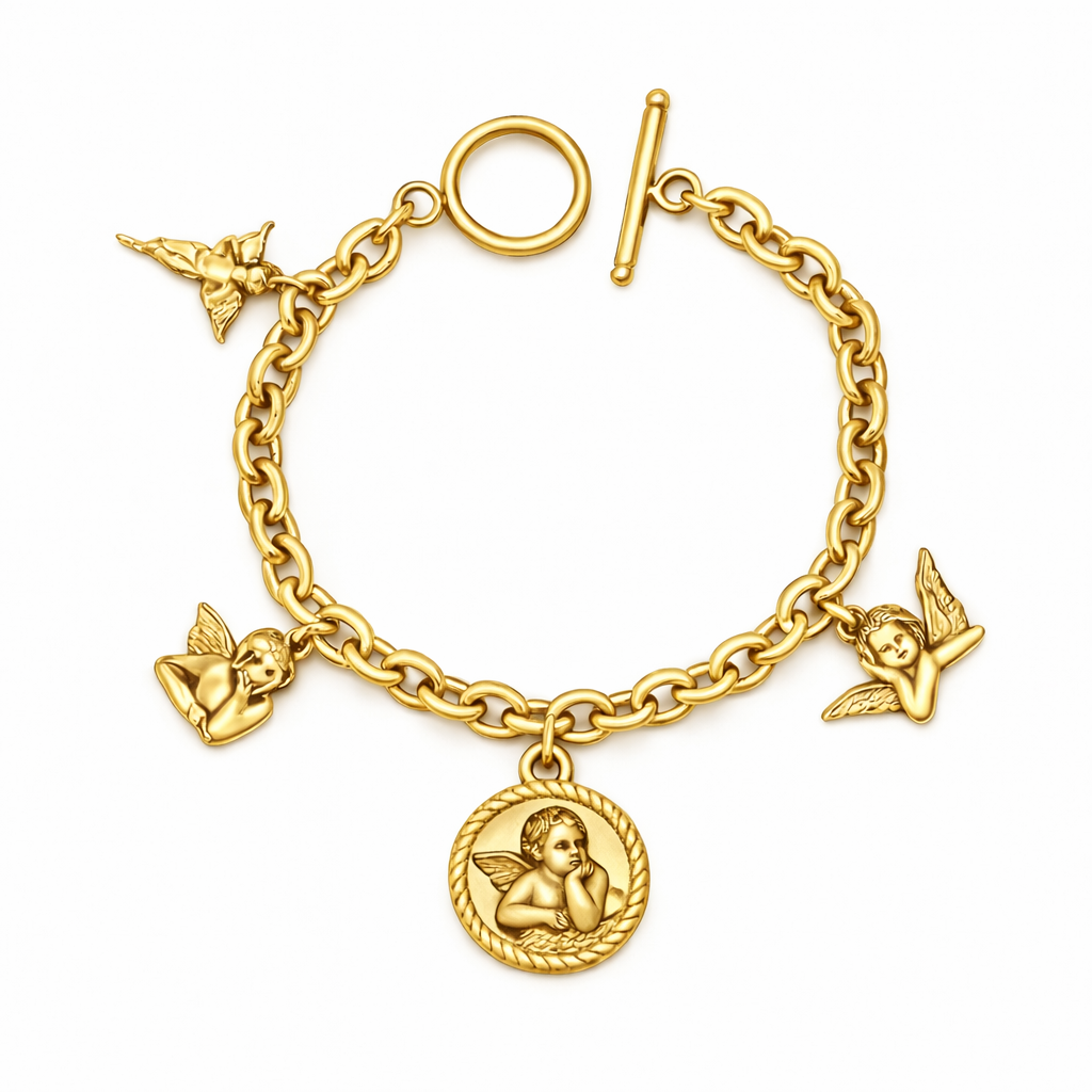 The Gold Seraphic Angel Whisper Charm Bracelet
