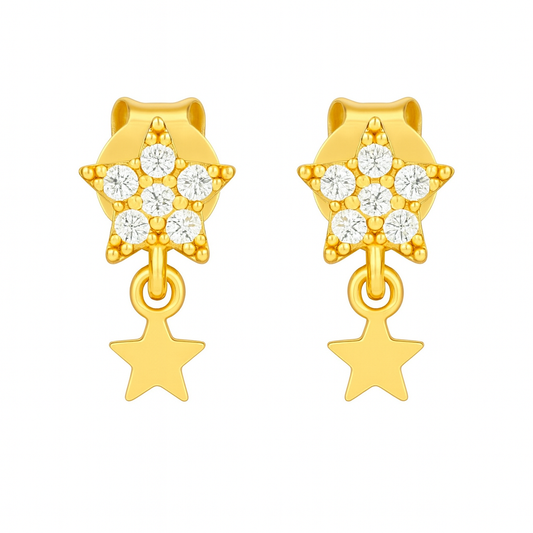 The Gold Sparkling Star Fallen Dangle Stud Earrings