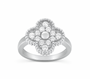 The Silver Sparkling Fortuna Bloom Clover Flower Ring