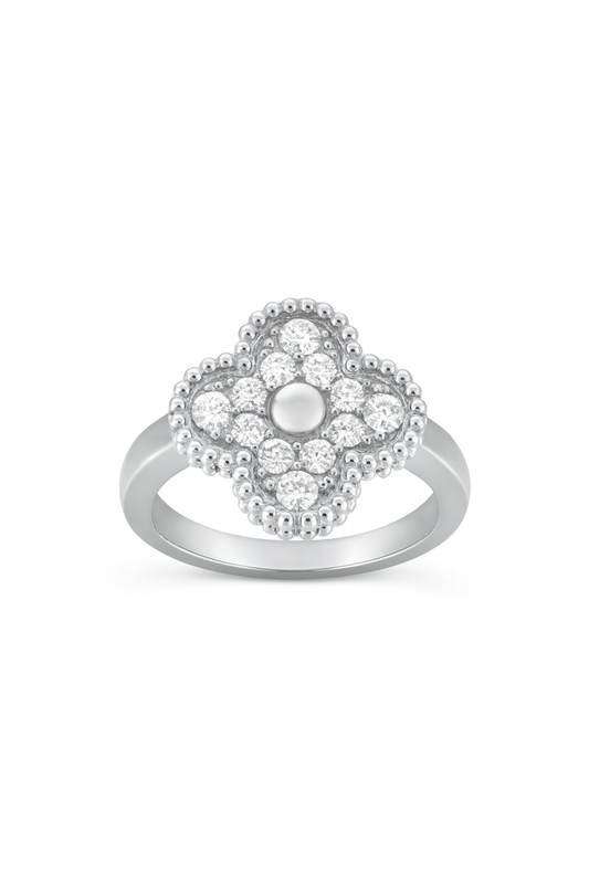 The Silver Sparkling Fortuna Bloom Flower Ring
