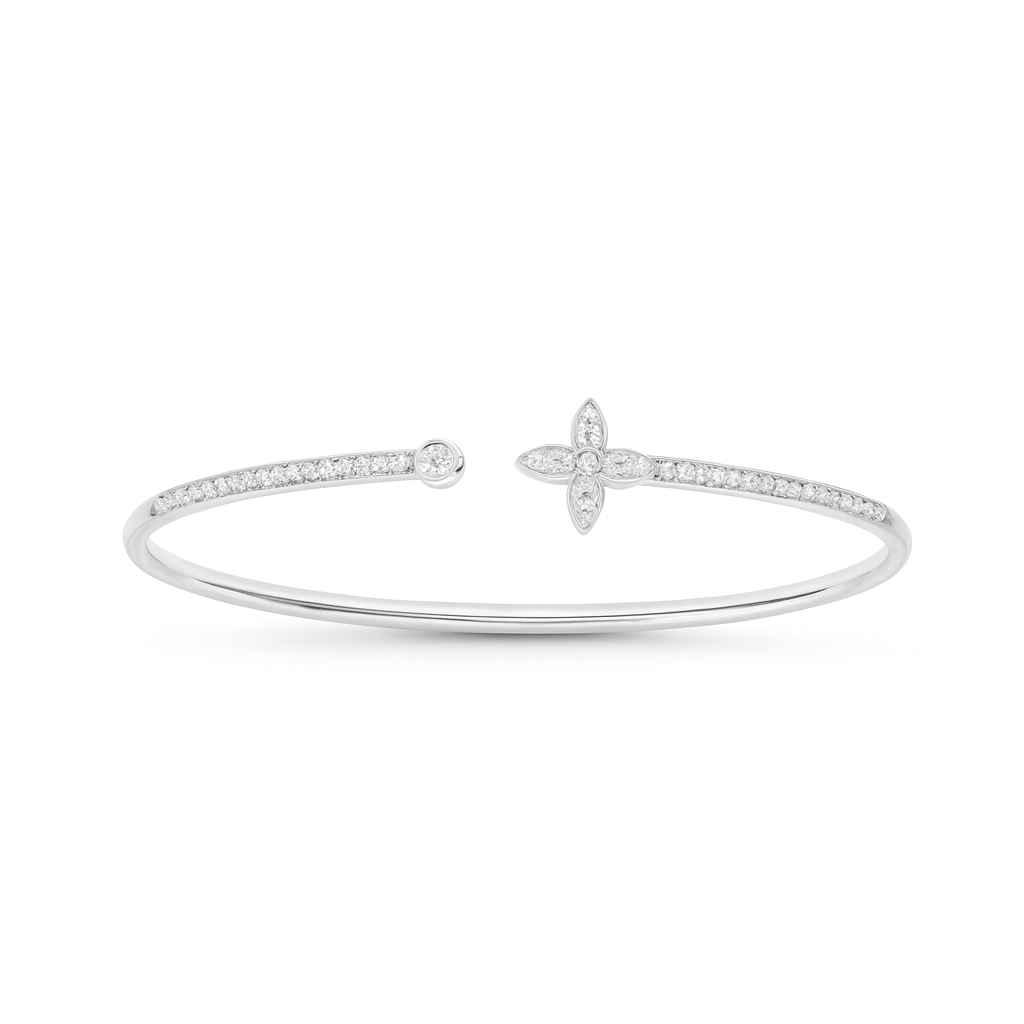 The Silver Savannah Flower Bangle