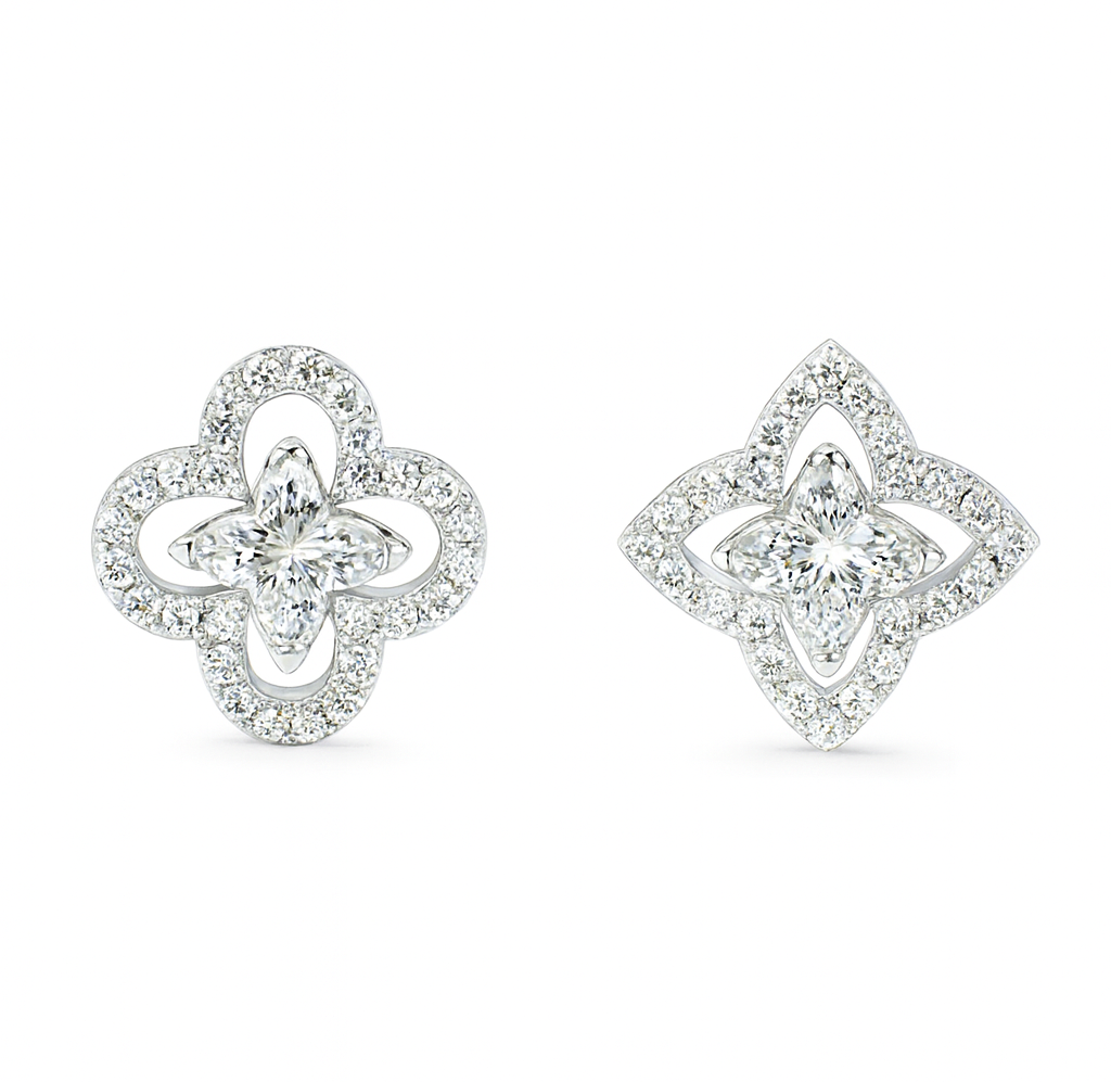 The Silver Sparkling Opa Halo Flower Stud Earrings