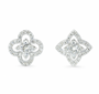 The Silver Sparkling Opa Halo Flower Stud Earrings