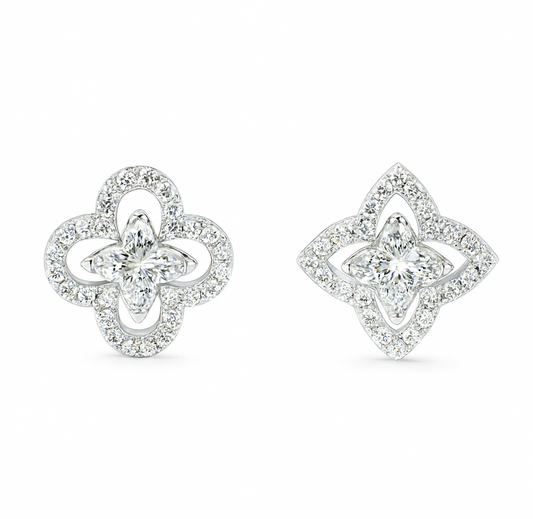 The Silver Sparkling Opa Halo Flower Earrings