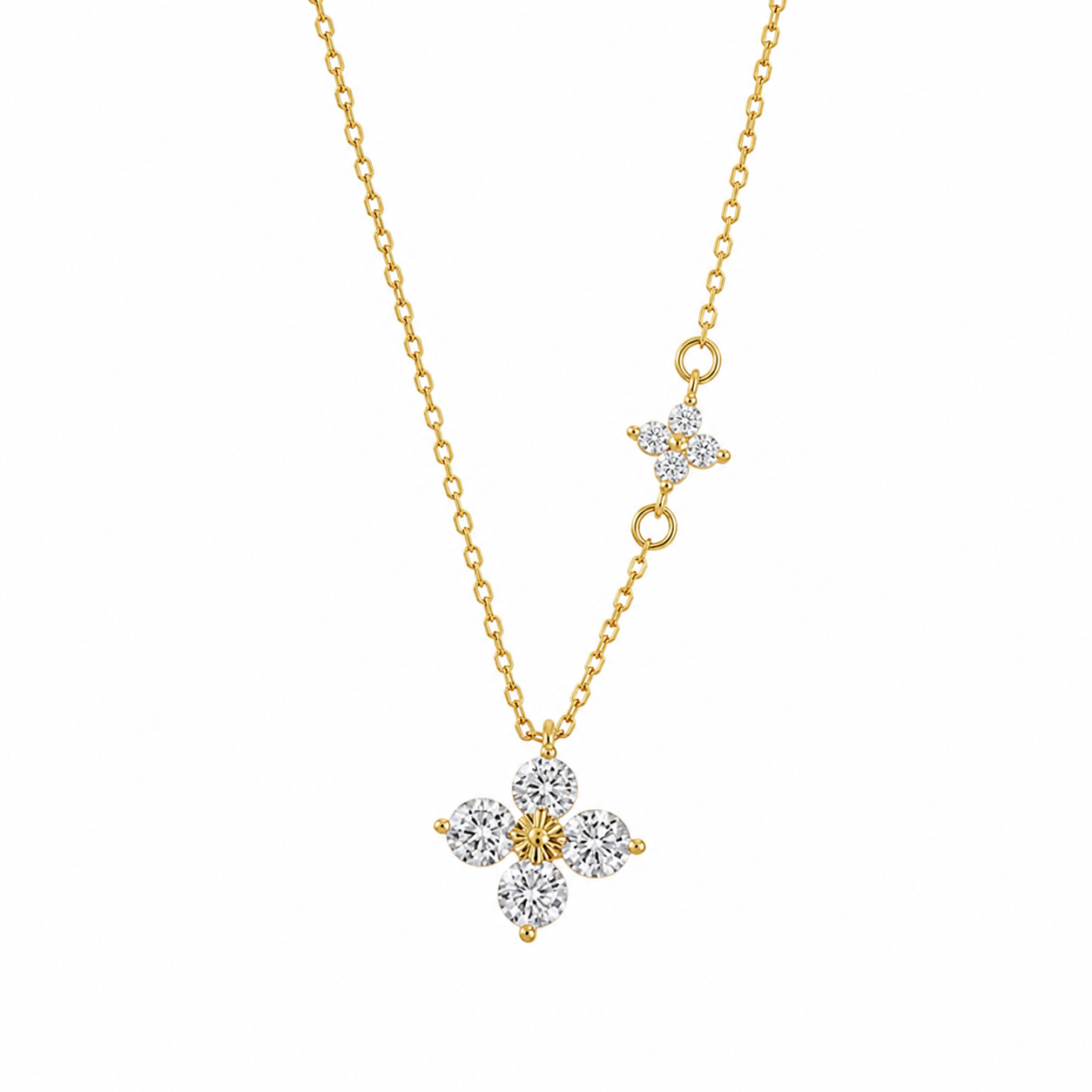 The Gold Sparkling Luna Duo Flower Necklace